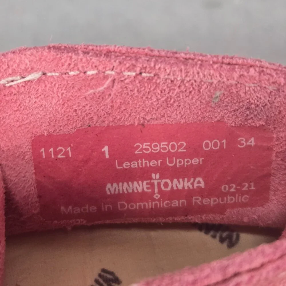 Minnetonka Pink Moccasin Fringe Booties, Infant Girls, Leather, Size 1